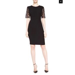 Escada crew neck 100% silk black midi dress size 40